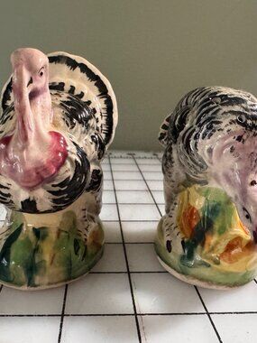 Vintage Turkey Salt Pepper Shakers Made in Japan Hand Painted Thanksgiving Set